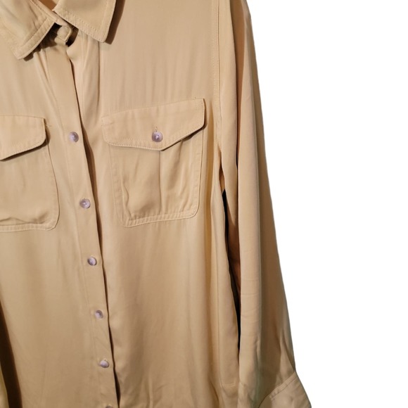Chicos Shirt Womens Sz XS Button Down Top Yellow Long Sleeve Layerable - Picture 4 of 5